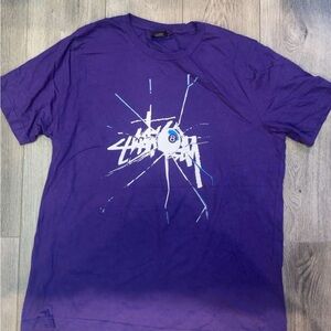 Stussy Purple Short Sleeve Tee with Graphic Design